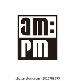Simple AM and PM comic lower case font symbol logo style line art illustration design vector