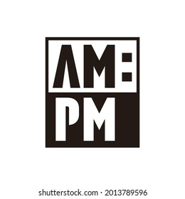 Simple AM and PM comic uppercase font symbol logo style line art illustration design vector