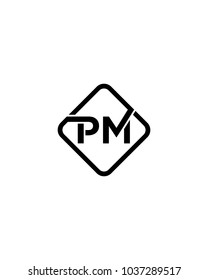 Simple PM initial Logo design template vector illustration