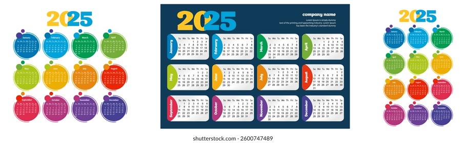  simple pocket calendar on 2025 year. ready to print annual layouts. Business minimal modern 2025 calendar. 