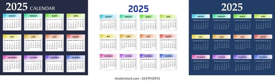 simple pocket calendar on 2025 year. ready to print annual layouts. Business minimal modern 2025 calendar. 