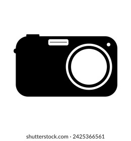 simple pocket camera icon in flat style black and white
