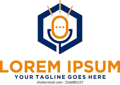 Diseño simple de logotipo hexagonal en podcast