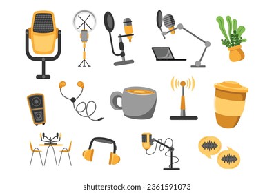 Simple Podcast Illustration Object Set