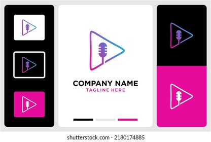 Vector de diseño de logotipo de podcast simple