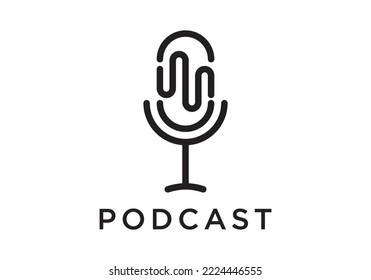 simple podcast logo, mic audio vector icon design