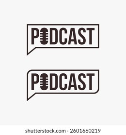 Simple Podcast logo with microphone and bubble chat vector