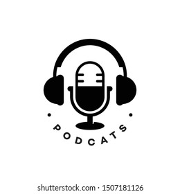 Simple Podcast or Radio Logo design using Microphone and Headphone icon