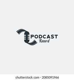 simple podcast record logo vector design template. silhouette broadcast record logo vector design illustration with modern, mature and unique styles. 