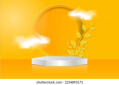 simple podium background in white yellow color