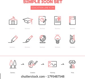 icono de línea simple y de color