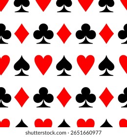 Simple poker playing cards signs seamless pattern.