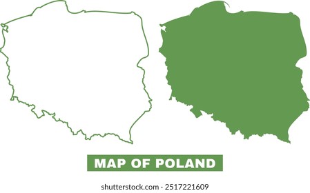 Simple Poland Outline Flat Map vector illustration set