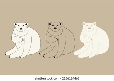 Simple polar bear character. Vector illustration of cartoon doodle character