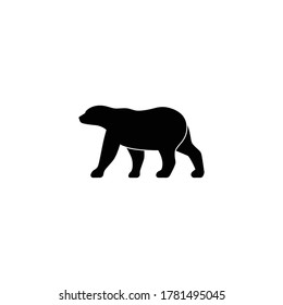 Simple polar bear icon or logo on white background, danger wild animal concept.