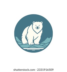 simple polar bear wild animal adventure outdoor logo vector illustration template design