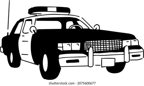 A simple police car black and white vector. 