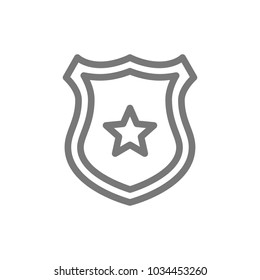 Simple police office badge line icon. Symbol and sign vector illustration design. Isolated on white background