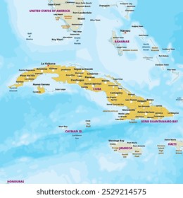 Simple political map of Cuba