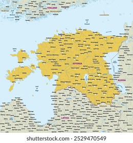 Simple political map of Estonia