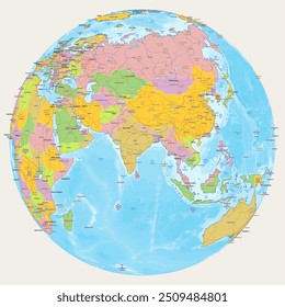 Mapa político simples globo Índia centrado