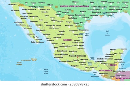 Simple political map of Mexico