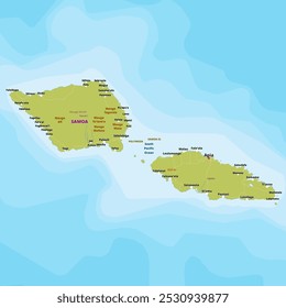 Eenvoudige politieke kaart van Samoa