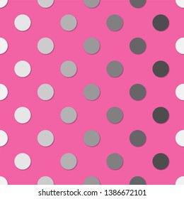 Simple polka dots colorfull seamless pattern. 3d vector background. Retro style print.