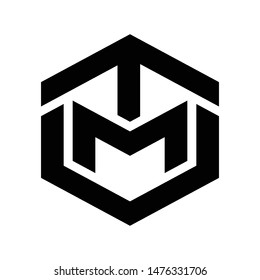 simple polygon initial logo concept