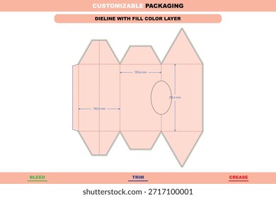 Simple polygonal box dieline vector designed with easy folding and cutting guides for fast accurate packaging templates and clean layout design workflows