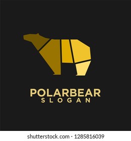 simple polygonal gold black line polar bear logo icon designs vector