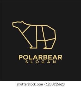simple polygonal gold line black polar bear logo icon designs vector