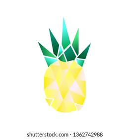 Simple polygonal pineapple. Coloful summer fruit. Vector illustration. 