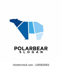 simple polygonal polar with blue shade color bear logo icon designs vector