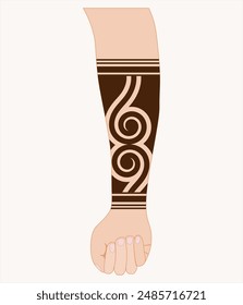 Simple Polynesian tribal tattoo design on forearm hand