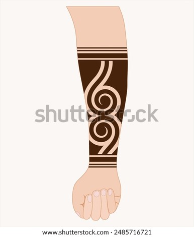 Simple Polynesian tribal tattoo design on forearm hand