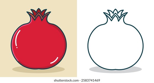a simple Pomegranate illustration for a design element or coloring book element