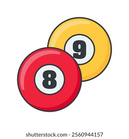 Simple pool or billiard ball vector illustration, pool ball or billiard ball vector in flat-line art style perfect for sport project needed isolated on a white background