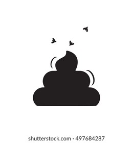 Simple Poop and Fly Icon Isolated On White Background