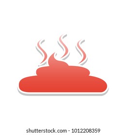 Simple Poop sign illustration. Vector. Reddish icon with white and gray shadow on white background. Isolated.
