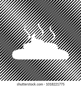 Simple Poop sign illustration. Vector. Icon. Hole in moire background.
