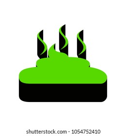 Simple Poop sign illustration. Vector. Green 3d icon with black side on white background. Isolated.