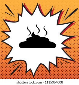 Simple Poop sign illustration. Vector. Comics style icon on pop-art background.