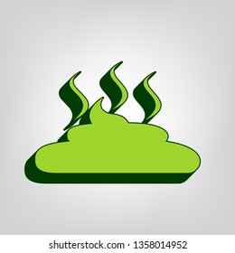 Simple Poop sign illustration. Vector. Yellow green solid icon with dark green external body at light colored background.