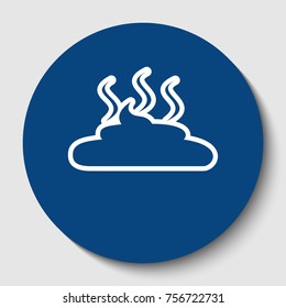 Simple Poop sign illustration. Vector. White contour icon in dark cerulean circle at white background. Isolated.