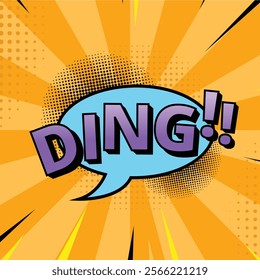 Simple pop art bubble speech icon illustration with ding text