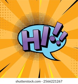 Simple pop art bubble speech icon illustration with hi text
