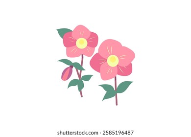 Simple and pop Christmas rose vector illustration