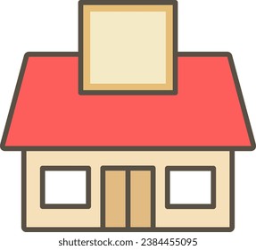 Simple pop color illustration of a store with a signboard