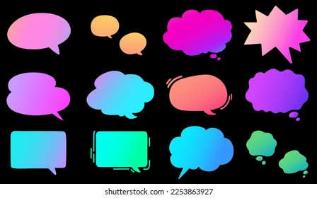 Simple and Pop Hand drawn Gradient Colored Speech Bubbles 